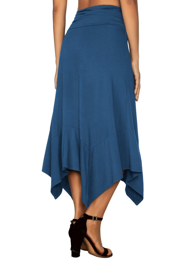 DJT Women's Flowy Handkerchief Hemline Midi Skirt XX-Large Blue - Image 4